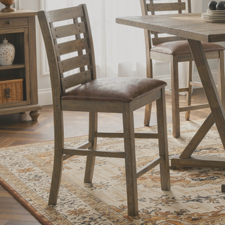 Sunvega Modern Farmhouse Solid Wood Ladderback Counter Height Chairs with Upholstered Cushion