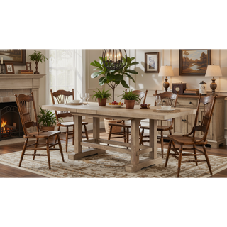 Sunvega Weathered Sand Finish Mango Wood Counter Table with Extendable Leaves