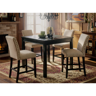 Sunvega Rustic Antique Black 5pc Counter Height Dining Table Set with Nailhead Trim