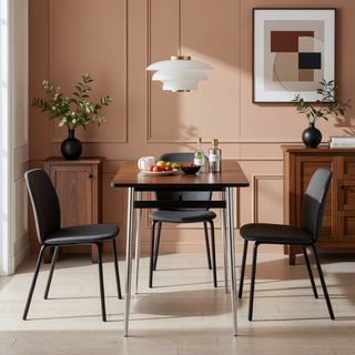 Sunvega Marcel Contemporary Counter Table with Chrome Metal Legs and Black Wood Top