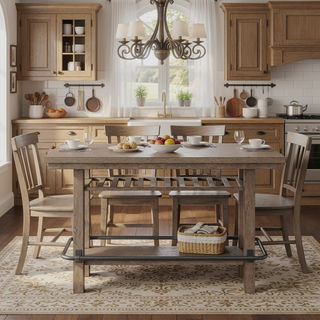 Sunvega Pecan Brown Casual Style Bar Height Storage Table for Dining Room
