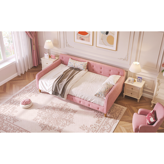 Sunvega Modern Upholstered Daybed with Solid Wood Frame and Linen Fabric