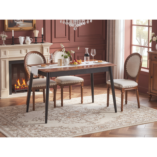 Sunvega Natural Wood and Black Dining Table with Butterfly Leaf Extension for Gatherings
