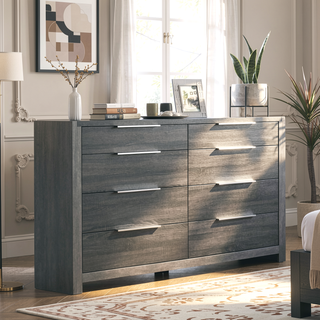 Sunvega Modern Transitional Beige Finish Nightstand with Three Wooden Drawers