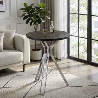 Sunvega Dark Oak Round 35-inch Pub Height Bistro Table with Pedestal Base