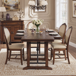 Sunvega Industrial Farmhouse Counter Height Dining Table with Double Pedestal