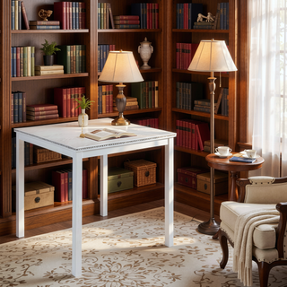 Sunvega Modern Square Dining Table with Crystal Embellishments for Kitchen and Small Space