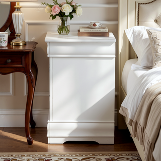 Sunvega Classic Traditional Black Finish 2-Drawers Nightstand with Metal Handle