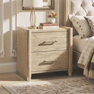 Sunvega Sarai Brown Nightstand with Spacious Drawers and Acrylic Handles