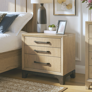 Sunvega Brown 3-Drawer Nightstand With USB Charging Outlet And Felt-Lined Top