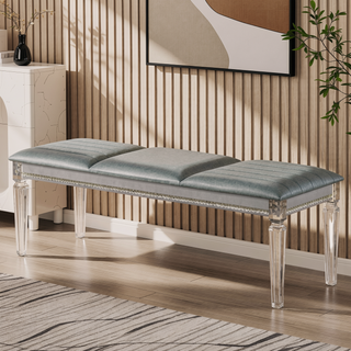 Sunvega Contemporary Nightstand with Felt-lined Drawers and Acrylic Legs in Pearl White