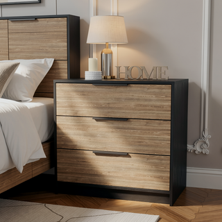 Sunvega Washington Three Drawer Dresser with Display Top for Bedroom Decor