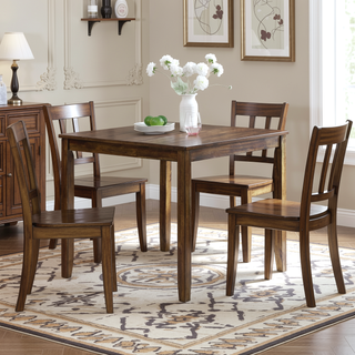Sunvega Walnut Square Wood Dining Table for Kitchen with Counter Height and Tapered Legs