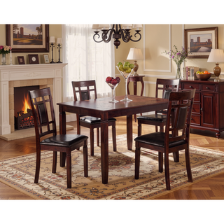 Sunvega Modern Contemporary Dining Set with Dark Espresso Finish and Eyelet Back Chairs