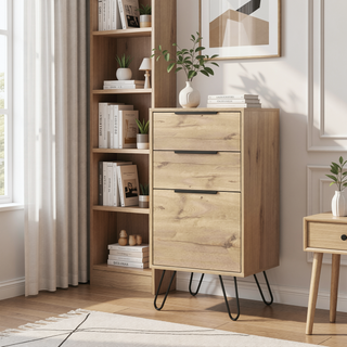 Sunvega Light Oak Dresser with Hairpin Legs and Spacious Top Surface