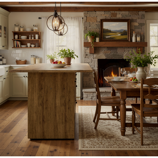 Sunvega Modern Rustic Style Dining Table with Wood-Grain Details for 6