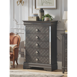 Sunvega Sophisticated Silver Champagne Transitional Nightstand with Two Drawers for Storage