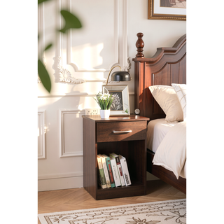 Sunvega Wenge Nightstand With Sleep Design For Bedroom Storage