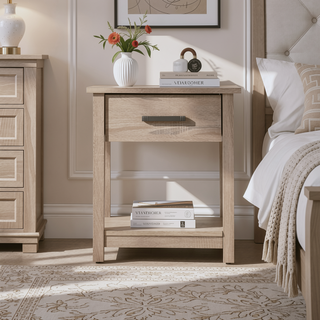 Sunvega Modern Gray Nightstand with Durable Construction for Bedroom