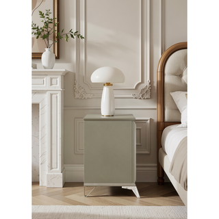 Sunvega Modern Silver Nightstand with 2 Spacious Drawers and Mirror Accents