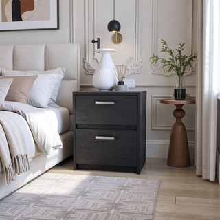 Sunvega Myrtle 2 Drawers Nightstand with Strong Metal Handles for Bedroom