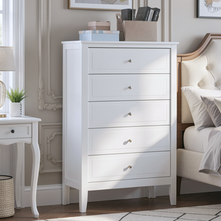 Sunvega Fully Assembled 6 Drawer Dresser with French Dovetail Wood Veneer Finish