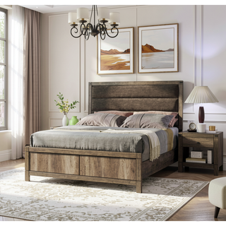 Sunvega Contemporary Rustic Two Drawer Nightstand with Melamine Finish and Solid Metal Hardware