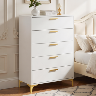 Sunvega White Rectangular 5-Drawer Chest with a Clean and Timeless Finish