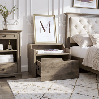 Sunvega Floating Nightstand with Single Drawer and Double-Tiered Shelf Surfaces for Bedroom