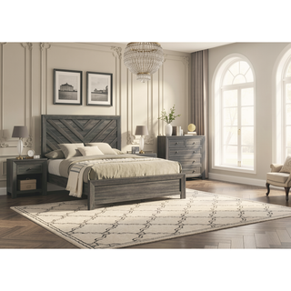 Sunvega Contemporary Gray Rustic Finish Wooden Nightstand with Two Storage Drawers