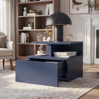 Sunvega Healy Nightstand with Drawer and Three Open Shelves in Alby Blue
