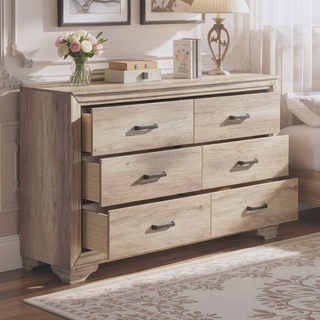 Sunvega Natural Finish Melamine Laminate Nightstand with 2 Dovetail Drawers