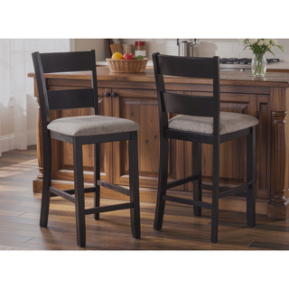 Sunvega Farmhouse Style Black Gray Two Tone Finish Square Counter Height Dining Set
