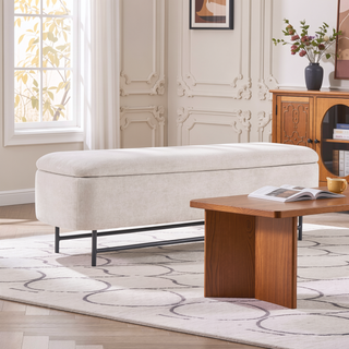 Sunvega Upholstered Storage Bench with Lift Top for Living Room Bedroom