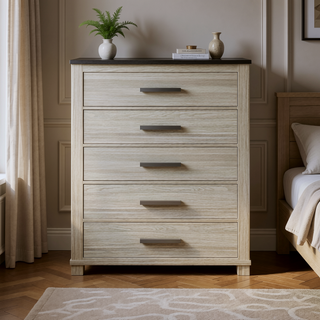 Sunvega Augusta Brown Nightstand with Dark Top Finish and Two Spacious Drawers