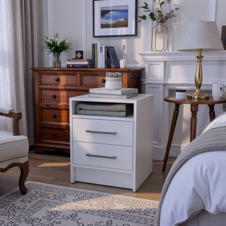 Sunvega Philadelphia Two Drawer Nightstand with Concealed Open Shelf