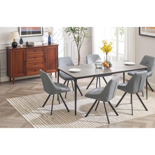 Sunvega Soft and Cozy Grey Thickened Fabric Dining Chairs with Metal Legs Set of 2