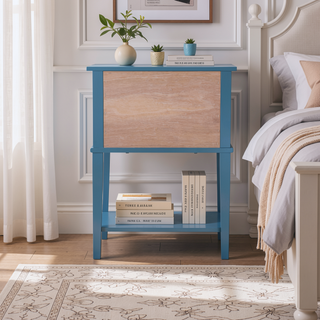 Sunvega Elegant Contemporary Nightstand with Open Shelf for Compact Storage