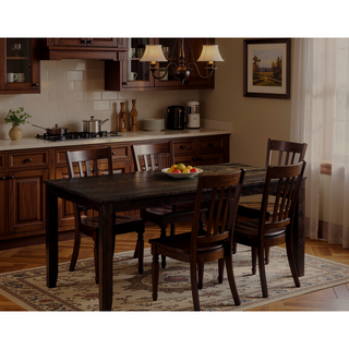 Sunvega Gray Finish 5pc Dining Set with 4 Fabric Upholstered Chairs