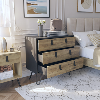 Sunvega Hairpin Leg Dresser with Three Drawers and Spacious Top Surface