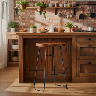 Sunvega Industrial Chunky Brown and Black Bar Stool with Contemporary Aesthetic