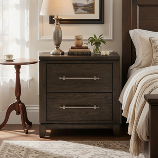 Sunvega Modern Contemporary Dark Brown Finish Nightstand with 2 Dovetail Drawers