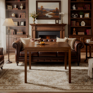 Sunvega Handcrafted Walnut Veneer Dining Table with Lacquer Finish for 6