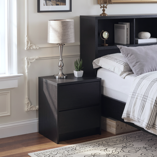 Sunvega Mango Wood Grain Nightstand with Motion Sensor LED Lights and USB Outlets