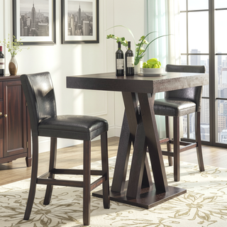 Sunvega Cappuccino Double X Base Square Bar Table for Modern Kitchen and Dining Nook