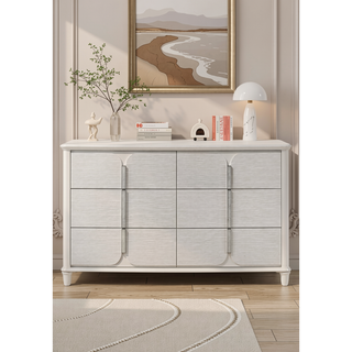 Sunvega Sleek Modern Nightstand with Two Spacious Drawers in Pearl White Finish