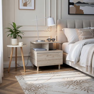 Sunvega Floating Nightstand with Large Drawer and Multiple Shelves for Storage or Decor
