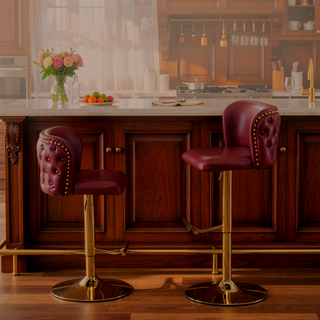 Sunvega Swivel Barstools with Tufted Back, Adjustable Seat Height and Chrome Base for Kitchen Island, Set of 2