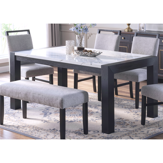 Sunvega Modern Charcoal Upholstered Dining Bench with Soft Fabric and Wooden Legs