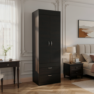Sunvega White 2-Drawer Armoire for Hanging Clothes and Organizing Smaller Items